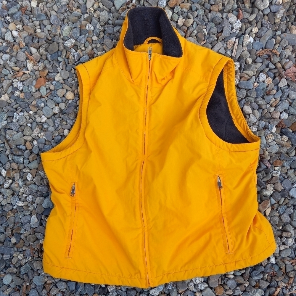 LL Bean Women’s Fleece Lined Vest Yellow 0WY10 Size M petite